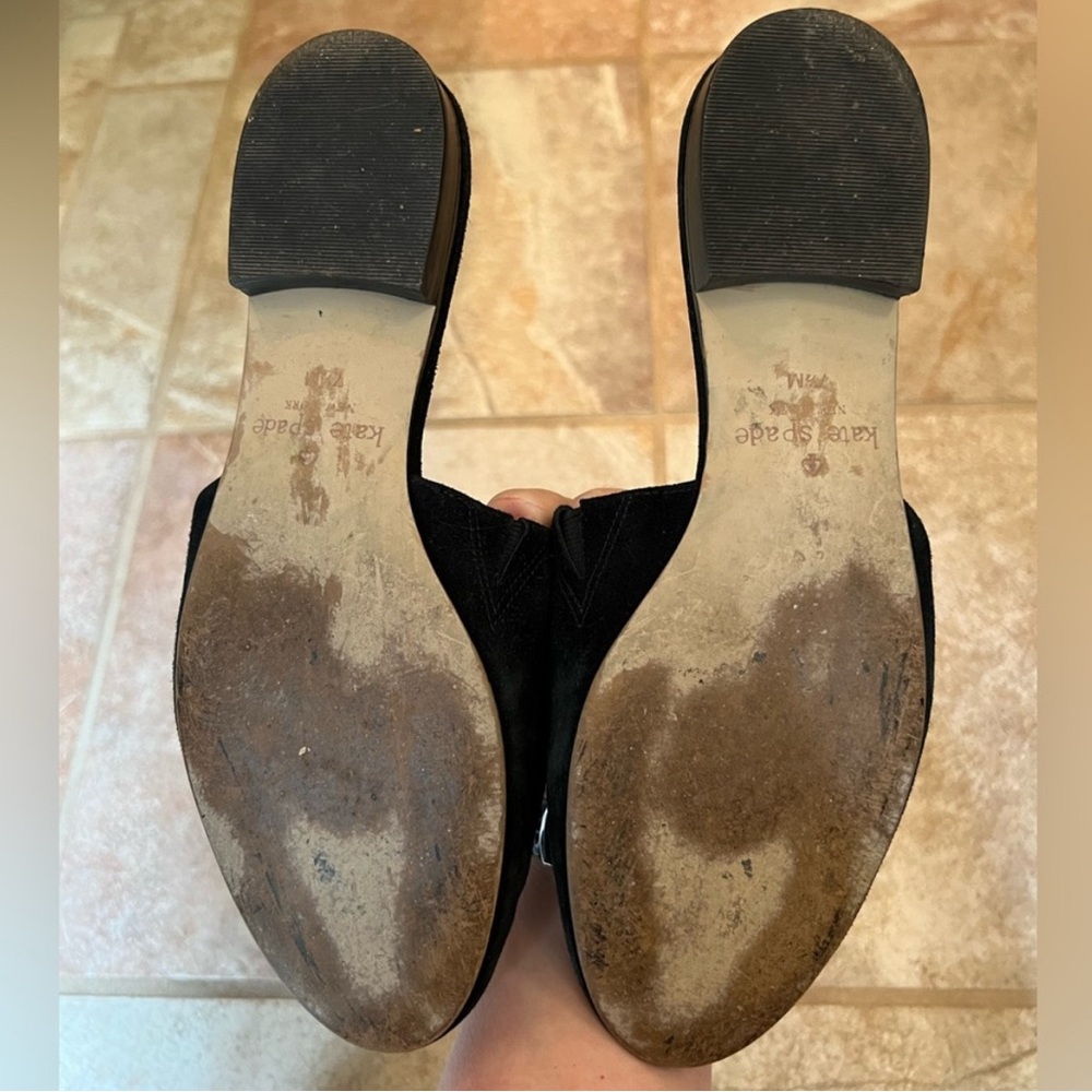 Kate Spade Madras Black Suede Bow Mules - Picture 3 of 4